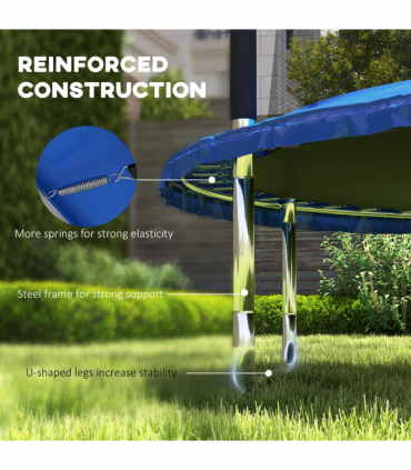 SPORTNOW 8ft Outdoor Trampoline with Safety Enclosure Net, Blue