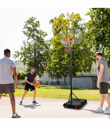 SPORTNOW Adjustable Basketball Hoop and Stand w/ Wheels, 1.8-2.1m, Yellow
