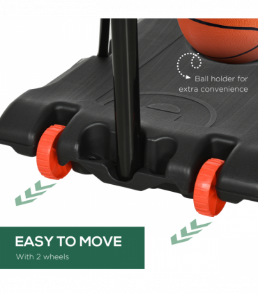 SPORTNOW Adjustable Basketball Hoop and Stand w/ Wheels, 1.8-2.1m, Yellow