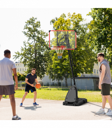 SPORTNOW Adjustable Basketball Hoop with Weighted Base, 2.4-2.9m, Red