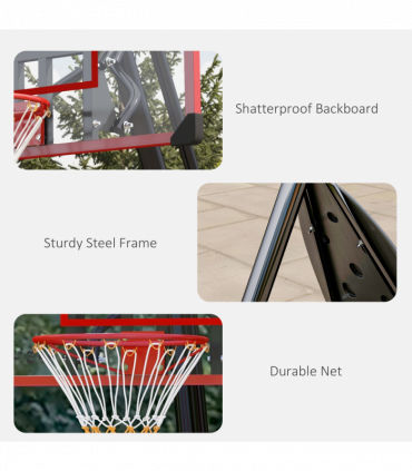 SPORTNOW Adjustable Basketball Hoop with Weighted Base, 2.4-2.9m, Red