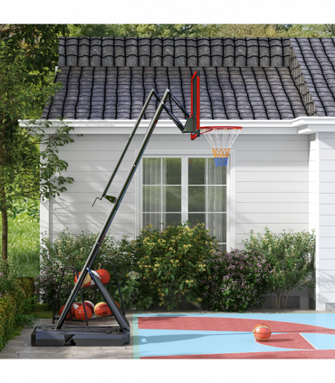 SPORTNOW Adjustable Basketball Hoop with Weighted Base, 2.4-2.9m, Red