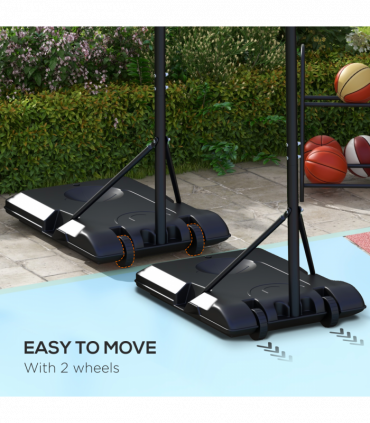 SPORTNOW Adjustable Basketball Stand Net Set System with Wheels, 179-209cm