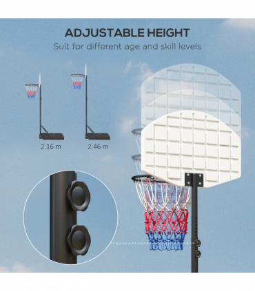 SPORTNOW Adjustable Basketball Stand Net Set System with Wheels, 179-209cm