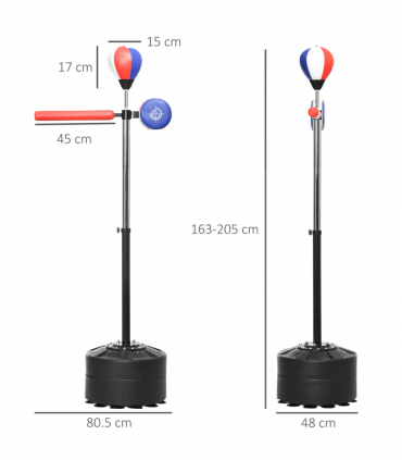 SPORTNOW Adjustable Speed Bag with Stand, Reflex Bar, Multicolour