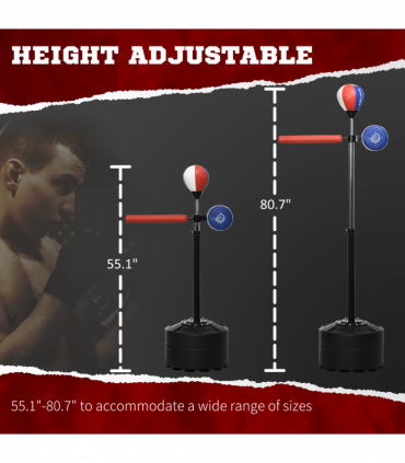 SPORTNOW Adjustable Speed Bag with Stand, Reflex Bar, Multicolour