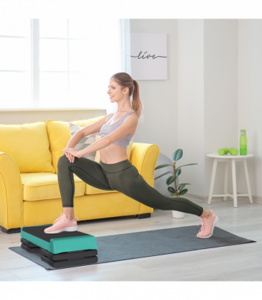SPORTNOW Aerobic Step, 10.5/15.5/20.5cm Exercise Stepper for Home, Green