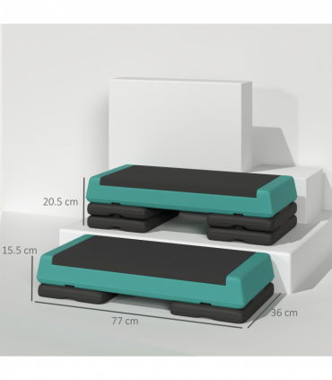 SPORTNOW Aerobic Step, 10.5/15.5/20.5cm Exercise Stepper for Home, Green