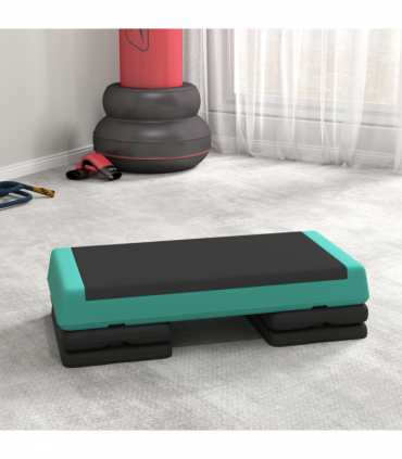 SPORTNOW Aerobic Step, 10.5/15.5/20.5cm Exercise Stepper for Home, Green