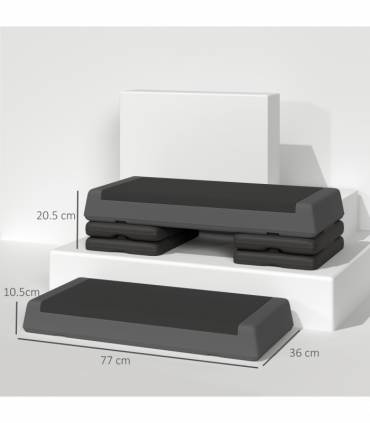 SPORTNOW Aerobic Step, 10.5/15.5/20.5cm Exercise Stepper for Home, Grey