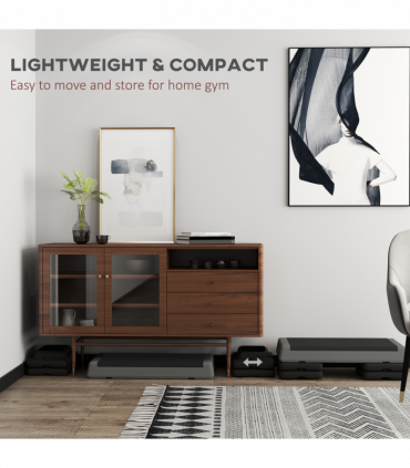 SPORTNOW Aerobic Step, 10.5/15.5/20.5cm Exercise Stepper for Home, Grey