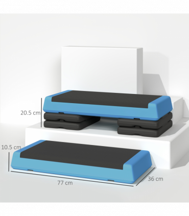SPORTNOW Aerobic Step, 10.5/15.5/20.5cm Exercise Stepper for Home, Sky Blue