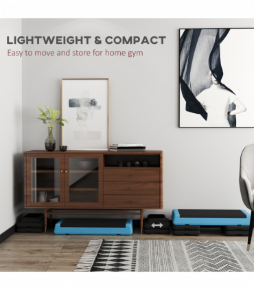 SPORTNOW Aerobic Step, 10.5/15.5/20.5cm Exercise Stepper for Home, Sky Blue