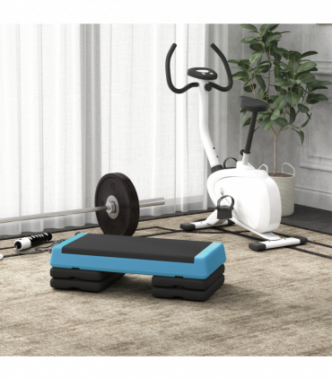 SPORTNOW Aerobic Step, 10.5/15.5/20.5cm Exercise Stepper for Home, Sky Blue