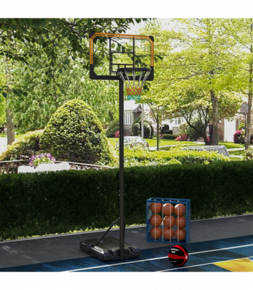 SPORTNOW Basketball Backboard Hoop Net Set System with Wheels, 182-213cm, Black