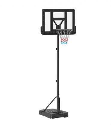 SPORTNOW Basketball Backboard Hoop Net Set with Wheels, 200-305cm, Black