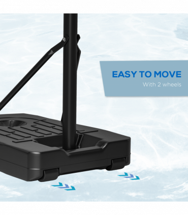 SPORTNOW Basketball Backboard Hoop Net Set with Wheels, 200-305cm, Black