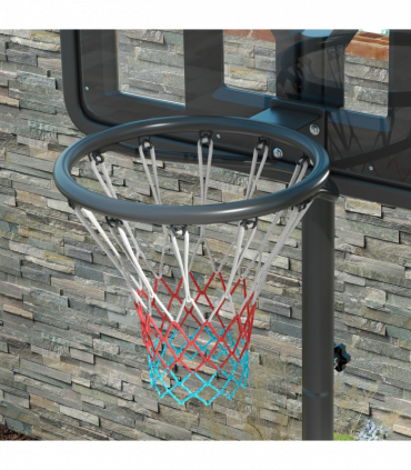 SPORTNOW Basketball Backboard Hoop Net Set with Wheels, 200-305cm, Black