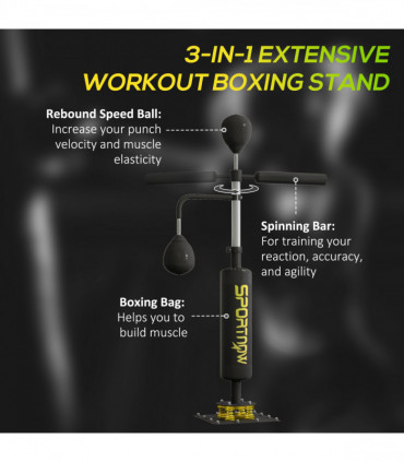 SPORTNOW Boxing Bag, Freestanding Punching Bag with Reflex Bar, Speed Balls