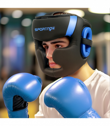 SPORTNOW Boxing Headguard w/ Adjustable Strap for Sparring Kickboxing, Blue