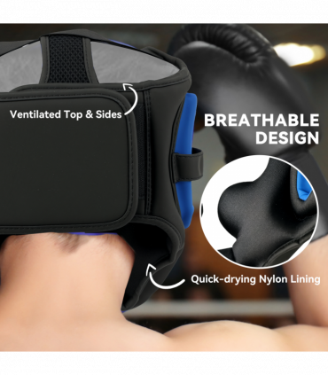 SPORTNOW Boxing Headguard w/ Adjustable Strap for Sparring Kickboxing, Blue