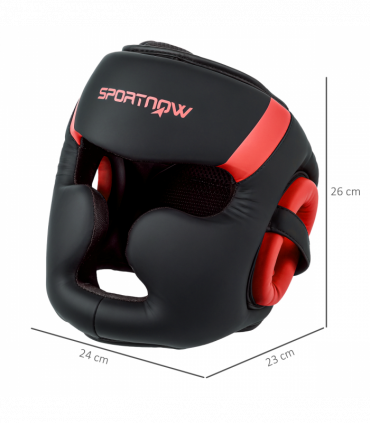 SPORTNOW Boxing Headguard w/ Adjustable Strap for Sparring Kickboxing, Red