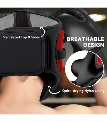 SPORTNOW Boxing Headguard w/ Adjustable Strap for Sparring Kickboxing, Red