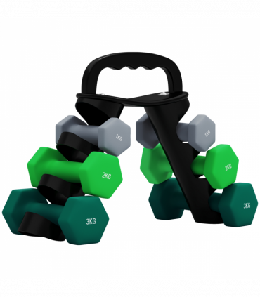 SPORTNOW Dumbbells Set with Carry Storage Rack, 2 x 1kg, 2 x 2kg, 2 x 3kg