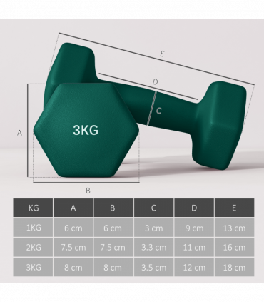 SPORTNOW Dumbbells Set with Carry Storage Rack, 2 x 1kg, 2 x 2kg, 2 x 3kg