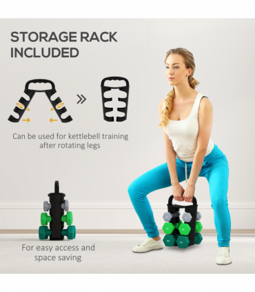 SPORTNOW Dumbbells Set with Carry Storage Rack, 2 x 1kg, 2 x 2kg, 2 x 3kg