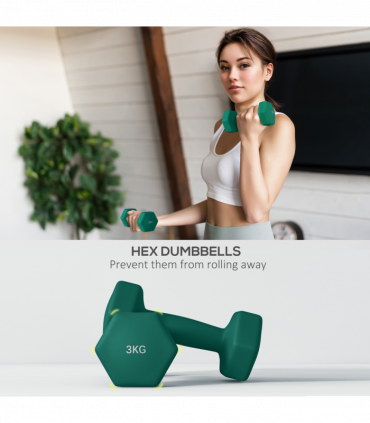 SPORTNOW Dumbbells Set with Carry Storage Rack, 2 x 1kg, 2 x 2kg, 2 x 3kg