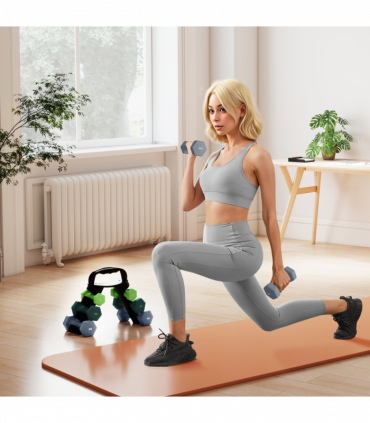 SPORTNOW Dumbbells Set with Storage Rack, 2 x 1kg, 2 x 2kg, 2 x 3kg, Green