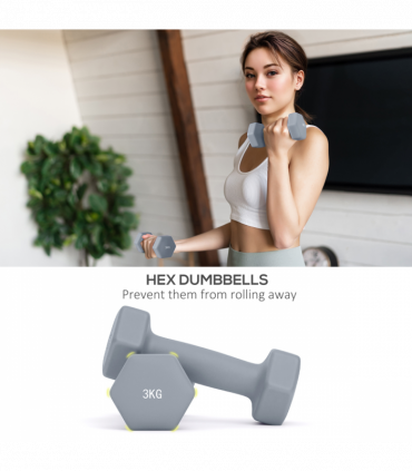 SPORTNOW Dumbbells Set with Storage Rack, 2 x 1kg, 2 x 2kg, 2 x 3kg, Green