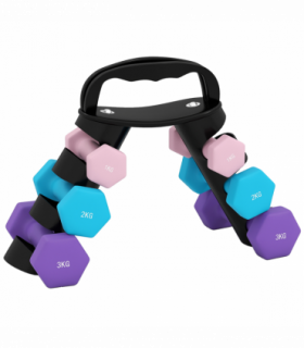 SPORTNOW Dumbbells Set with Storage Rack, 2 x 1kg, 2 x 2kg, 2 x 3kg, Pink
