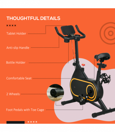 SPORTNOW Exercise Bike Stationary Bike with LCD Display for Home Cardio Workout