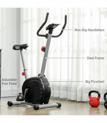 SPORTNOW Exercise Bike with Heart Rate Sensor for Home Use, Grey