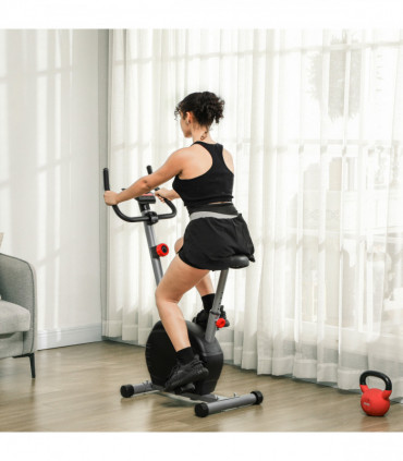 SPORTNOW Exercise Bike with Heart Rate Sensor for Home Use, Grey