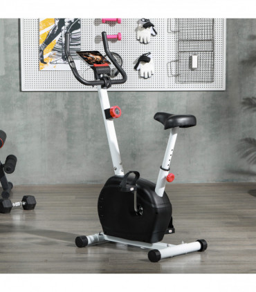 SPORTNOW Exercise Bike with Heart Rate Sensor for Home Use, White