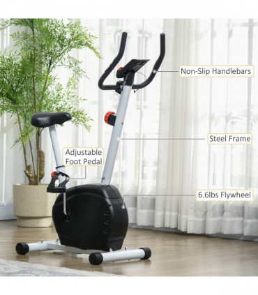 SPORTNOW Exercise Bike with Heart Rate Sensor for Home Use, White
