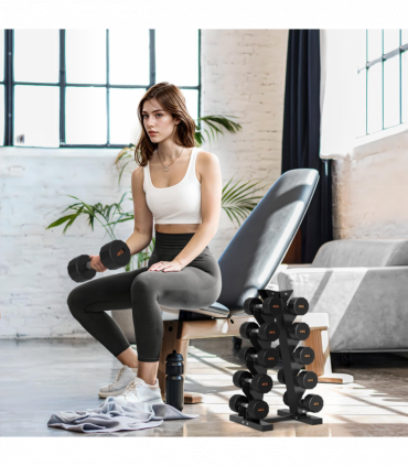 SPORTNOW Five-Tier Weight Tree, Steel Dumbbell Rack for Home Gym Exercise