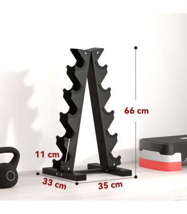 SPORTNOW Five-Tier Weight Tree, Steel Dumbbell Rack for Home Gym Exercise