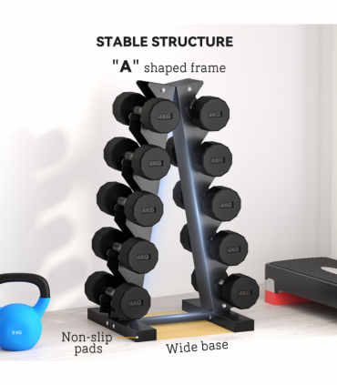 SPORTNOW Five-Tier Weight Tree, Steel Dumbbell Rack for Home Gym Exercise