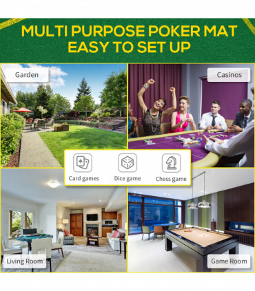 SPORTNOW Foldable Poker Mat, 10-Player Table Top with Cup Holders, Carry Bag