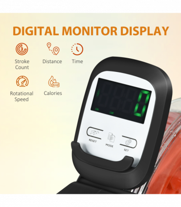 SPORTNOW Foldable Water Rowing Machine with Wheels and LCD Monitor, Black