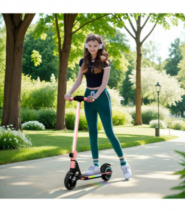 SPORTNOW Folding Electric Scooter w/ LED Lights and Display, Red