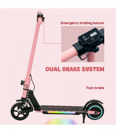 SPORTNOW Folding Electric Scooter w/ LED Lights and Display, Red