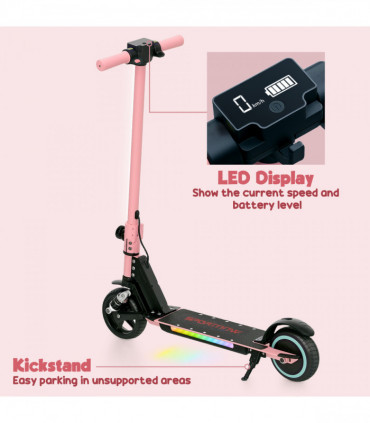 SPORTNOW Folding Electric Scooter w/ LED Lights and Display, Red