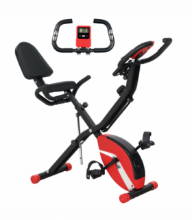 SPORTNOW Folding Exercise Bike with Arm Bands and Hand Pulse Sensor, Red