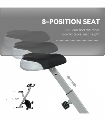 SPORTNOW Folding Exercise Bike with Heart-Rate Sensor for Home Use, Black/Grey