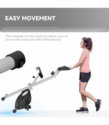 SPORTNOW Folding Exercise Bike with Heart-Rate Sensor for Home Use, Black/Grey